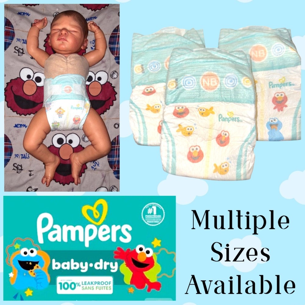 Pampers Baby Dry Seasame Street Diaper Bundle. Reborns, Silicone Babies and More