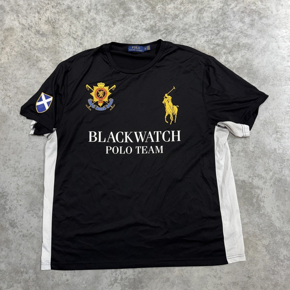 Polo Ralph Lauren Polo Sport Shirt Mens XL Black Blackwatch Polo Team Jersey Top