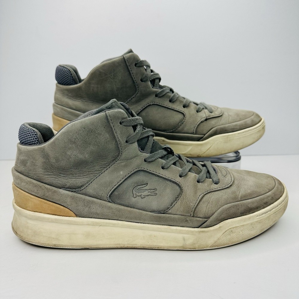 Lacoste Explorateur Mid Sneakers Mens Size 8.5 Gray Leather Designer Sneakers
