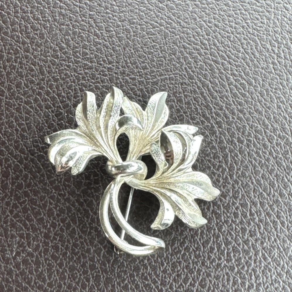 925 Sterling Silver Vintage Forstner Floral Pin Brooch