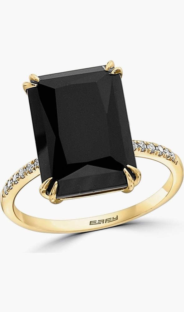 EFFY 14K Yellow Gold Ring Size 7 – Black Onyx & Diamond Accent – NEW w/ Tags