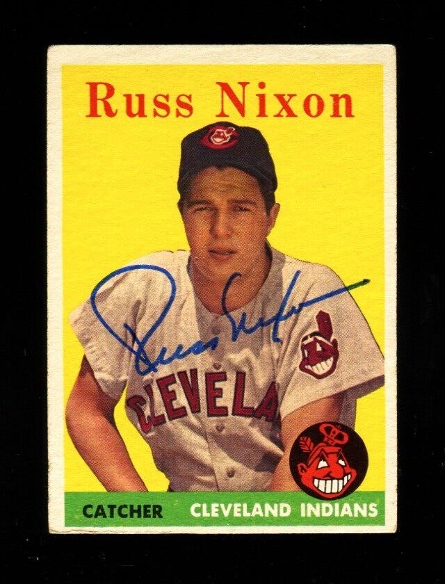 1958 TOPPS RUSS NIXON #133 INDIANS SIGNED AUTOGRAPH