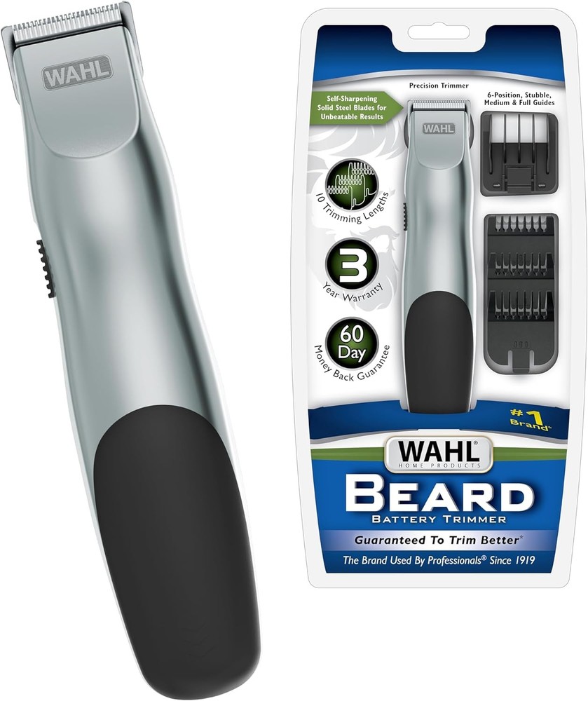 Wahl Groomsman Battery-Powered Facial Hair Trimmer Silver 1-Pack