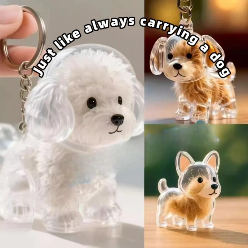 Cute Dog Hair Pendant Keychain Couple Bag Charm Car Jewelry Accessory