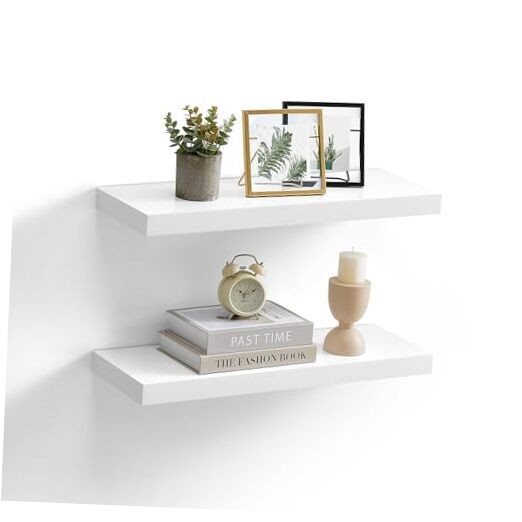 Wall Shelves Set of 2, Floating Shelves, 8 x 23.6 x 1.5 Inches White 2 Tier