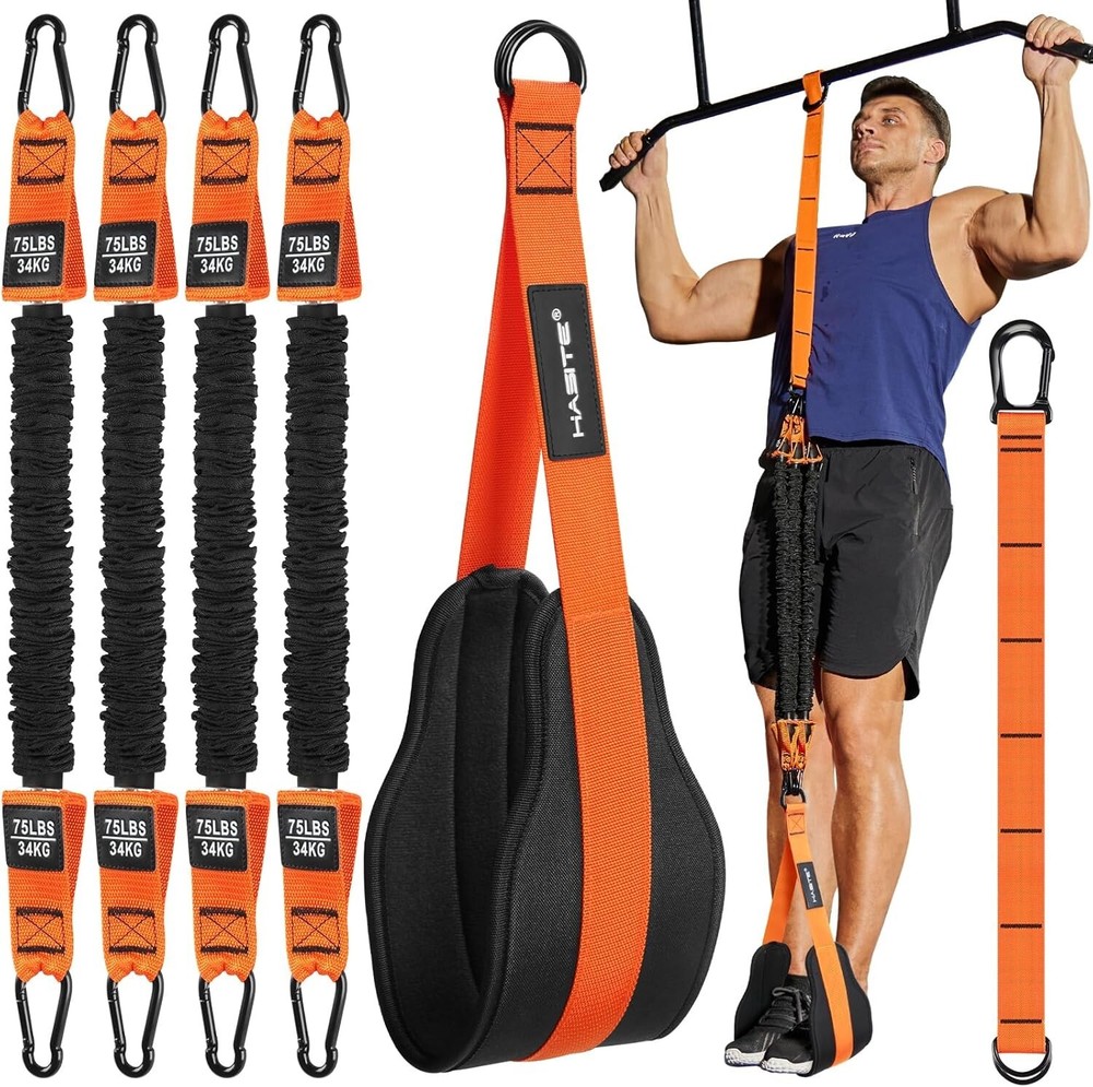 Pull Up Assistance Bands Set 4 Heavy Duty Pull Up Bands 300lbs Adjustable Orange