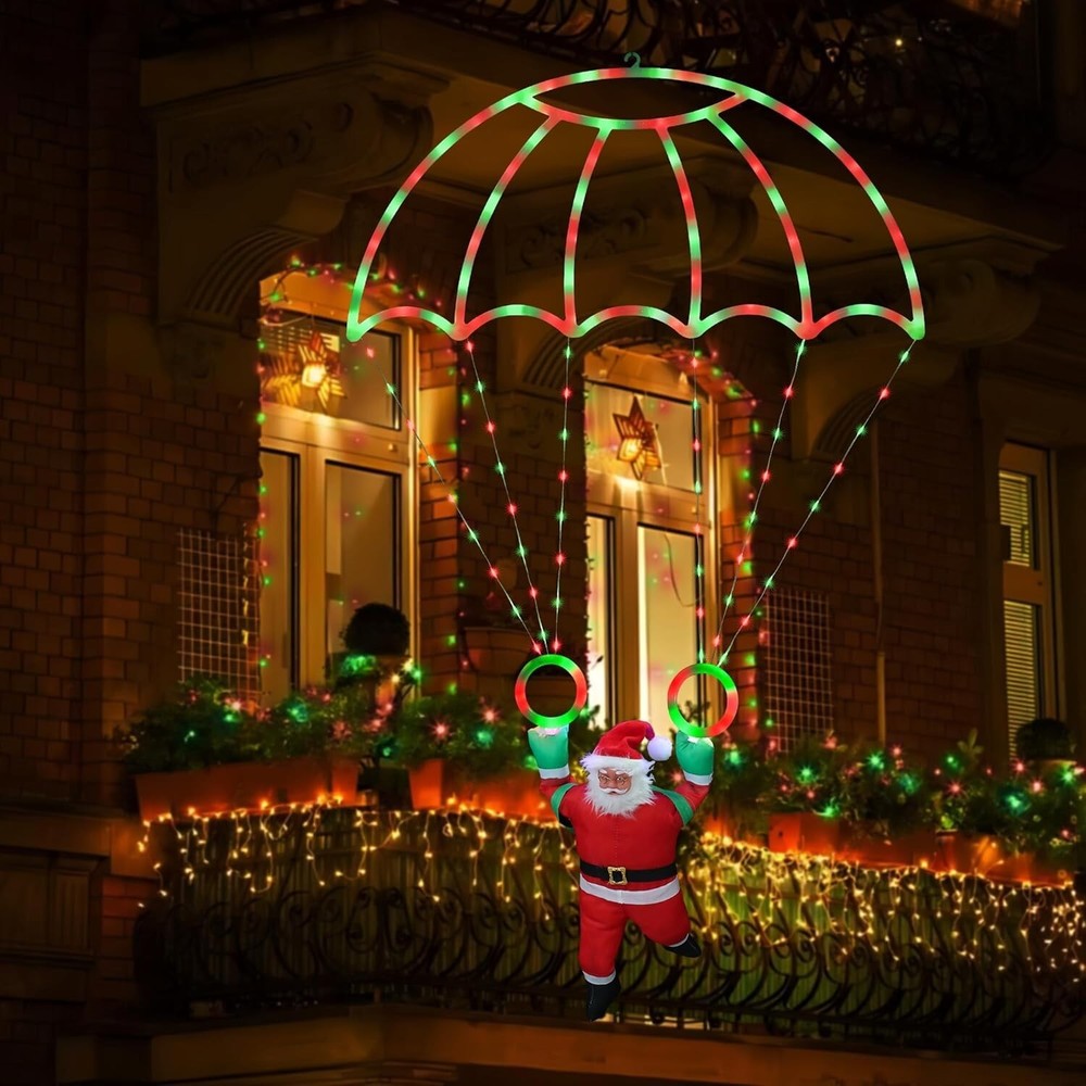 2.8FT Christmas Parachute Lights, Santa Claus, Waterproof 8 Modes, Outdoor Holid