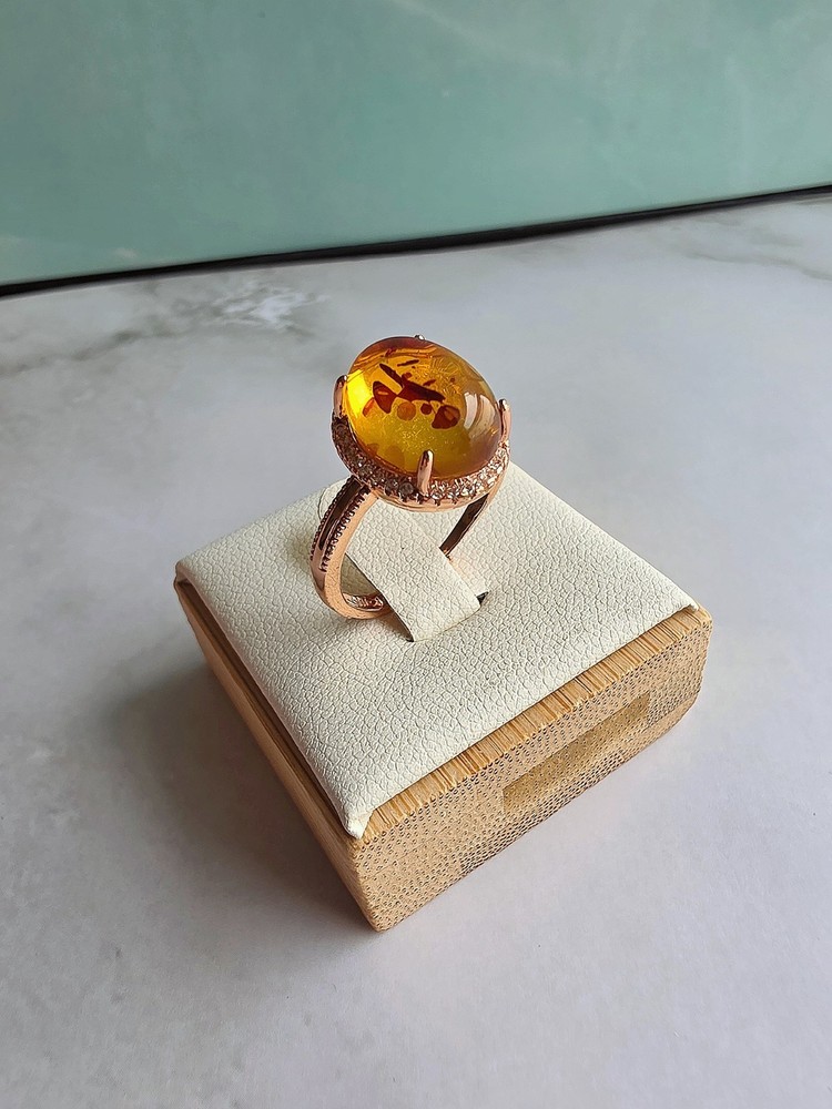 Amber Ring Rose Gold 14k Adjustable Vintage Jewelry Birthday Gifts For Women