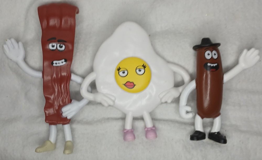 Denny’s Grand Slam Promo PVC Toys Figures Egg Sausage Bacon Rare Set NO Pancake