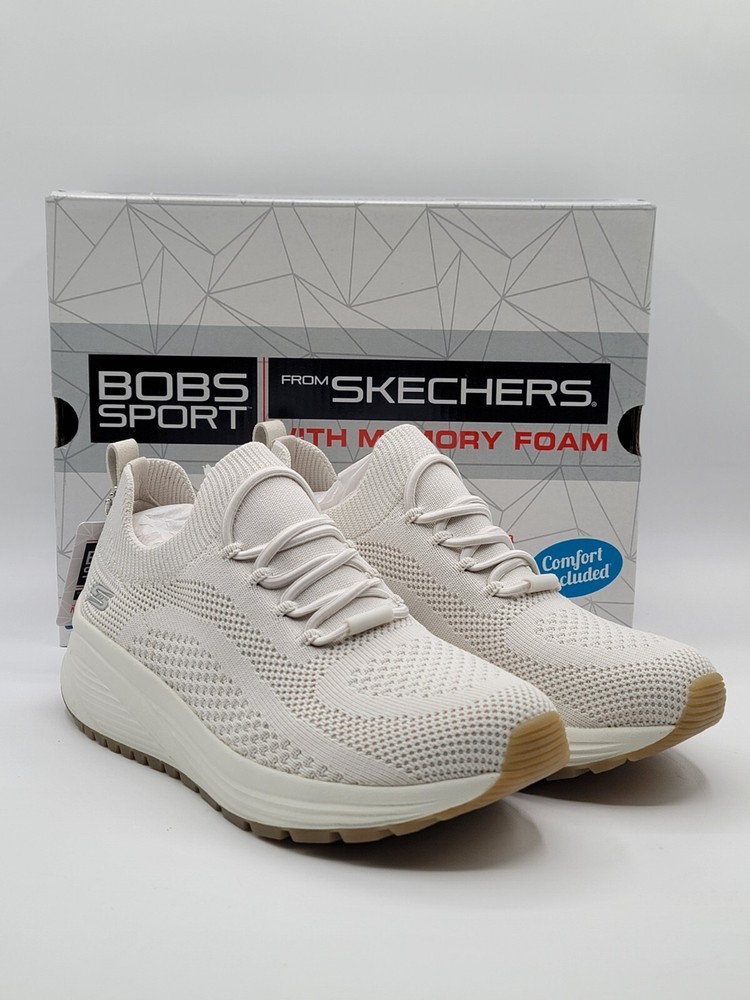 Skechers Womens Bobs Sparrow 2.0Allegiance Crew Off White Walking Shoes Size 6.5