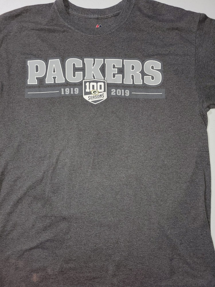 Mens Majestic Nfl Green Bay Packers Graphic Gray Shirt  Size Large