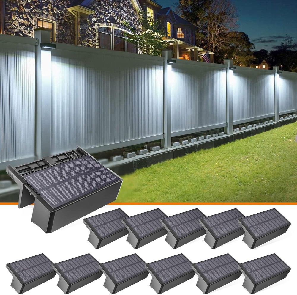 VOLISUN 12-Pack Solar Deck Lights for Outdoor Fence in Cool and Warm White