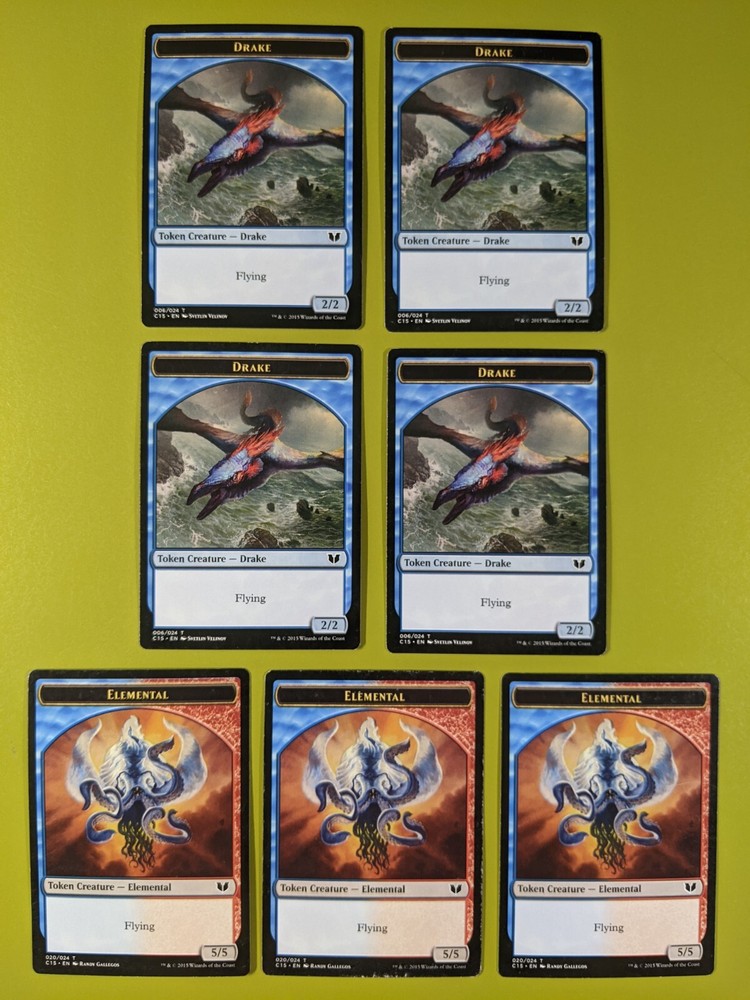 7 DOUBLE SIDED Drake & Elemental Token Commander 2015 MTG 7-image
