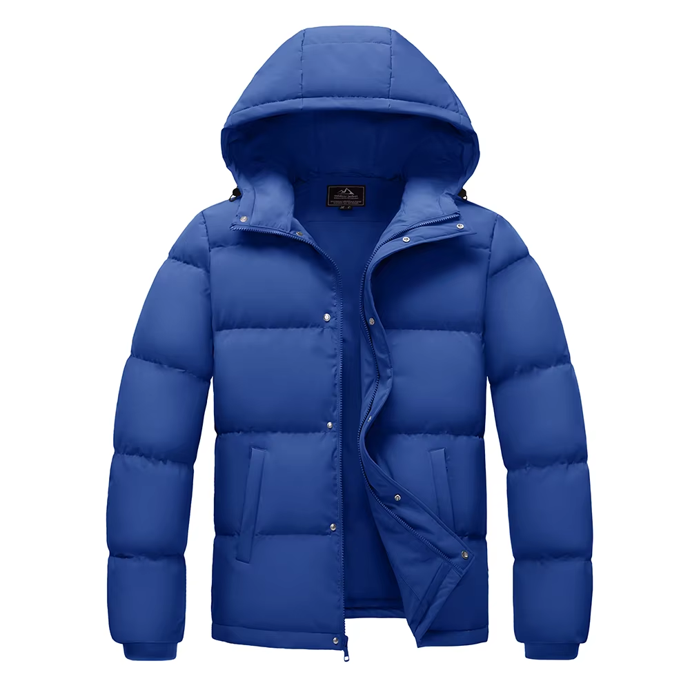 H Mens Winter Down Jacket Warm Lightweight Quilted Coat Parka Hooded