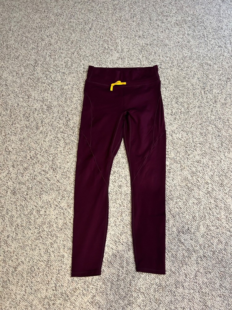 Fabletics Motion 365 Full Length Leggings with Drawstring. Maroon. Size L