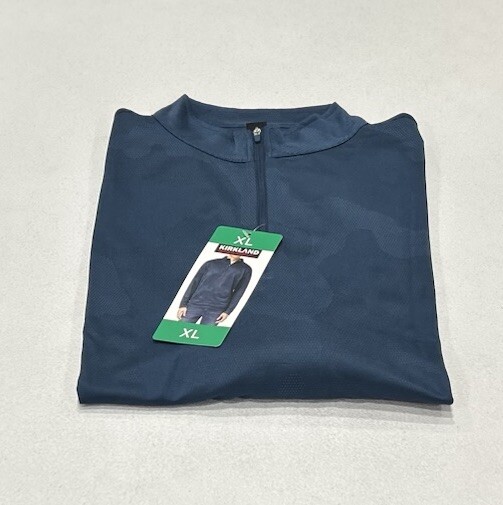 Kirkland Signature Men’s Performance 1/4 Zip Pullover, Blue, Size XL
