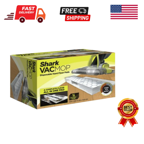 Shark VACMOP Disposable Hard Floor Vacuum And Mop Pad Refills Home 16 Count