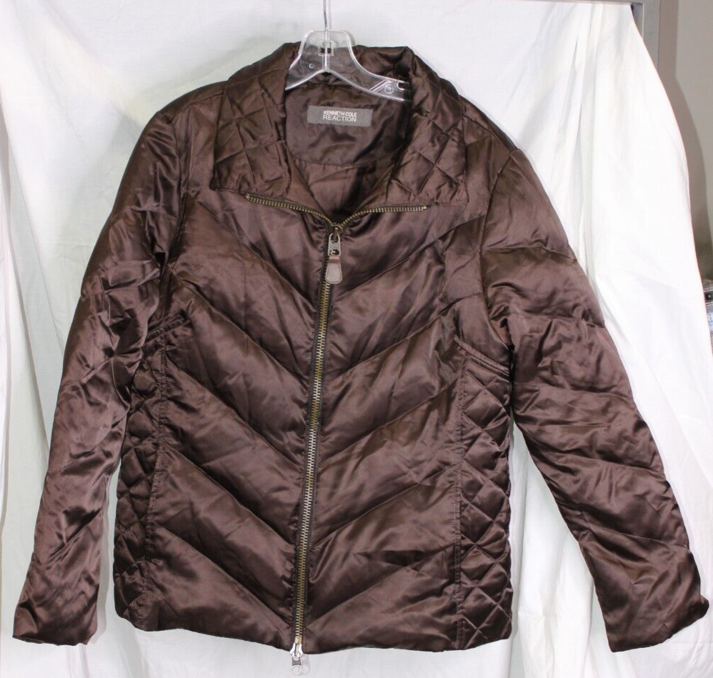 Kenneth Cole Reaction Quilted Brown Zip Jacket with Seam Pocket - OSFA-image