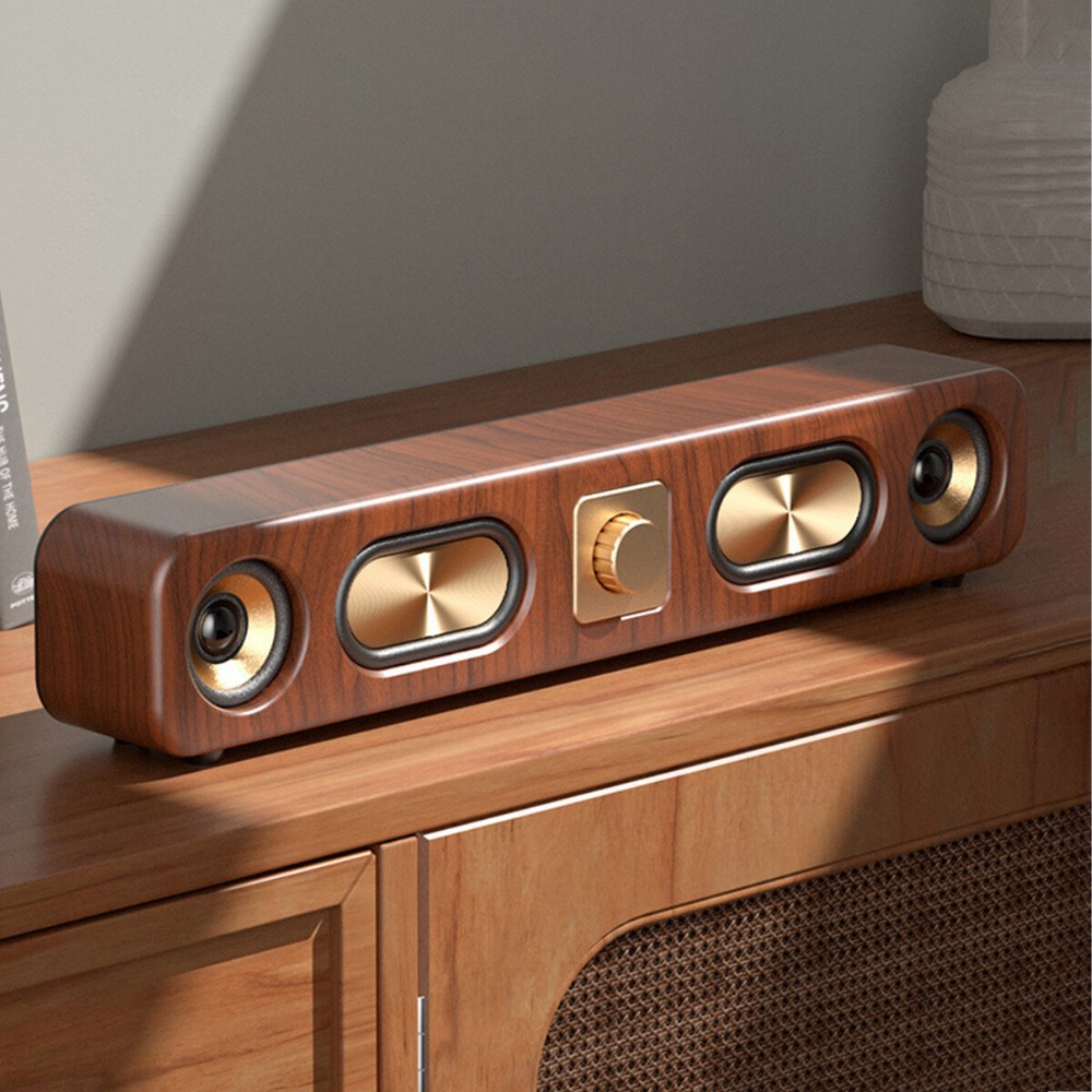 Bluetooth Strip Audio 10W Retro Speaker with Wood Grain Heavy Bass and 4D Surround Sound