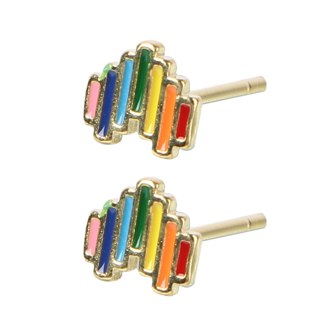 Rainbow Heart Hoop Nose Stud Earrings for Women Holiday Jewelry Gift