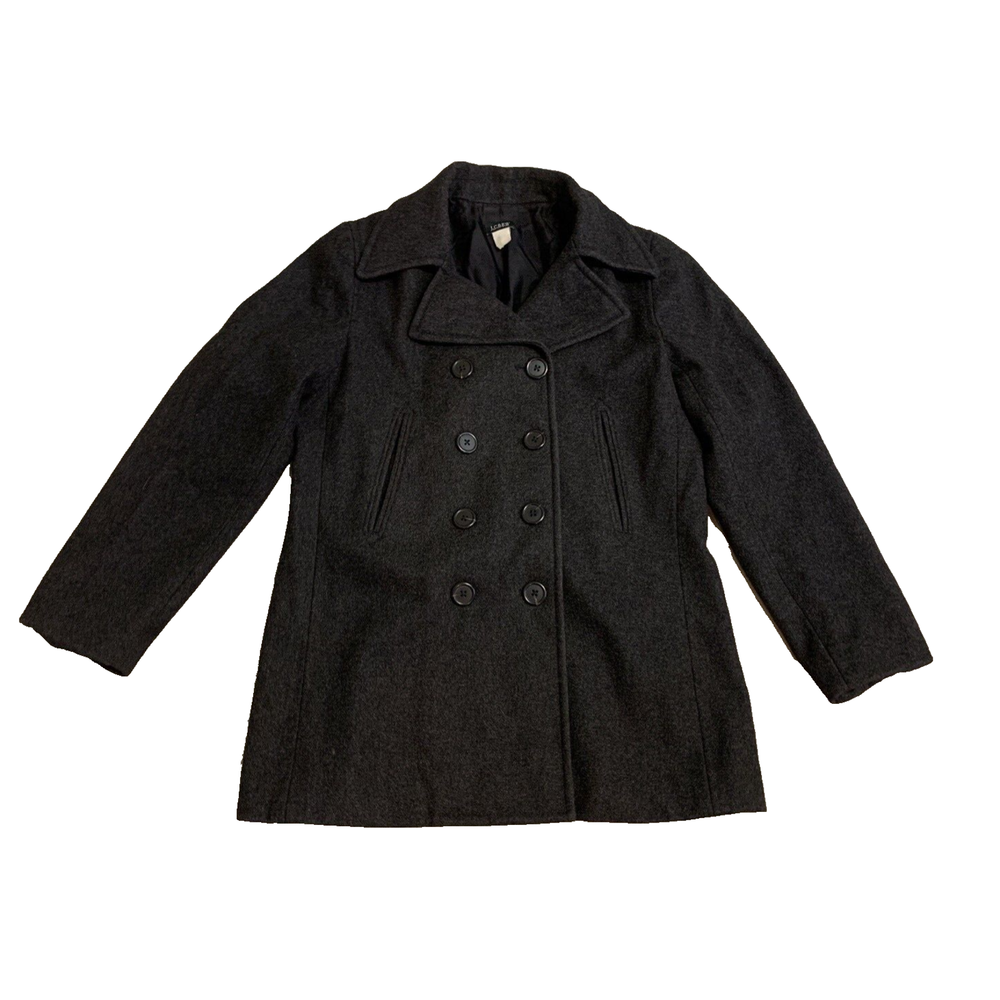 J Crew Peacoat Mens Size XL Ex-Large Dark Grey Wool Coat Double Breasted Jacket