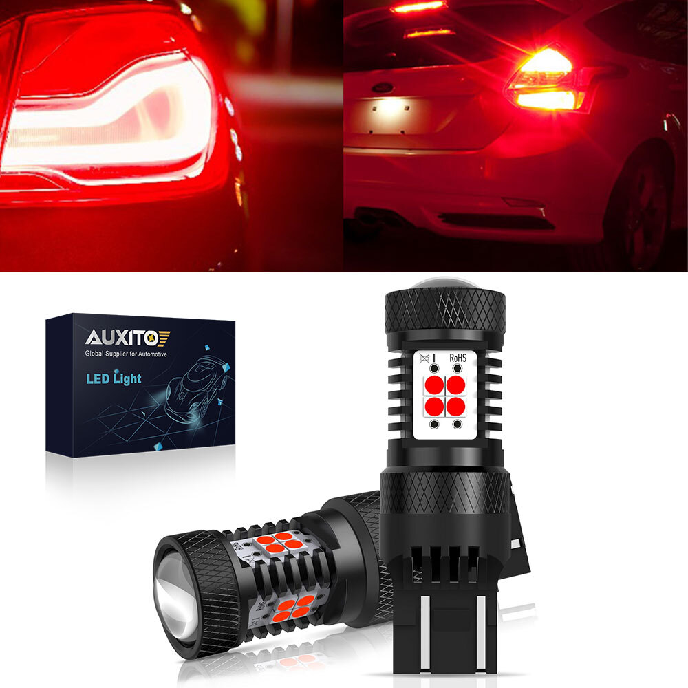 AUXITO Red 7443 7440 DRL LED Safety Brake Tail Stop Parking Light For Honda Ford