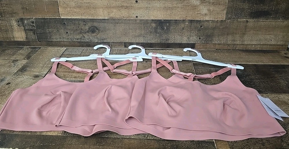 NWT Lot Of 3 Auden Unlined Bralette Women Large  Adjustable-Straps Stretch Rose