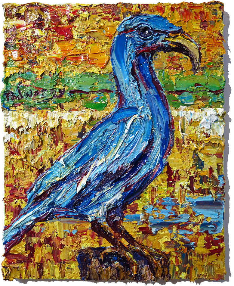 ORIGINAL OIL█PAINTING VINTAGE█ART█SIGNED '24 OUTSIDER BIRD NATURE█ANIMAL REALISM