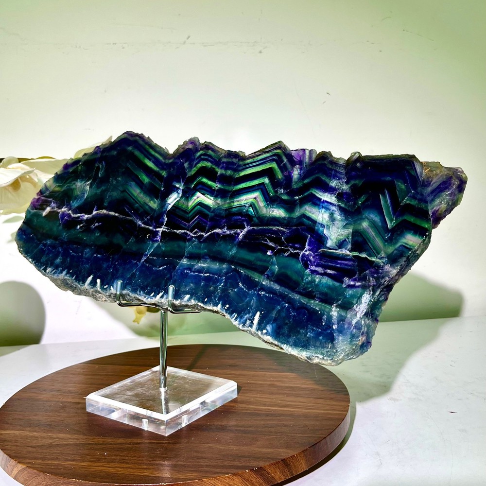 8.34LB Natural and beautiful colored fluorite slice quartz crystal mineral sampl
