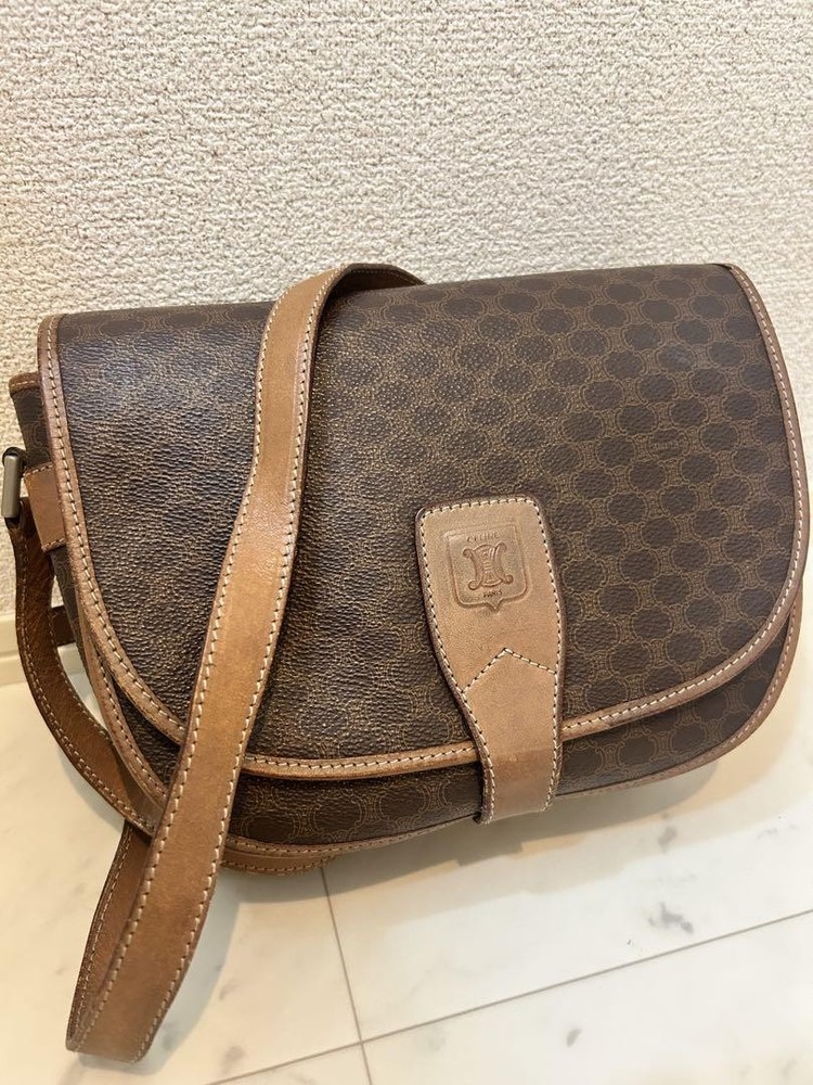 Celine Macadam Print Shoulder Bag Triomphe Canvas Vintage Authentic