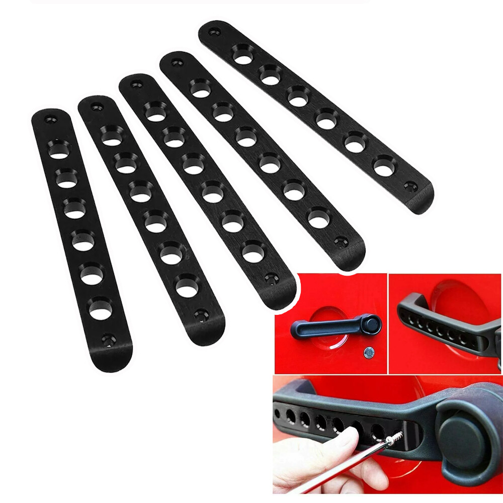 5 Black Door Grab Handle Inserts for 4-Door Jeep Wrangler Trim and Decoration