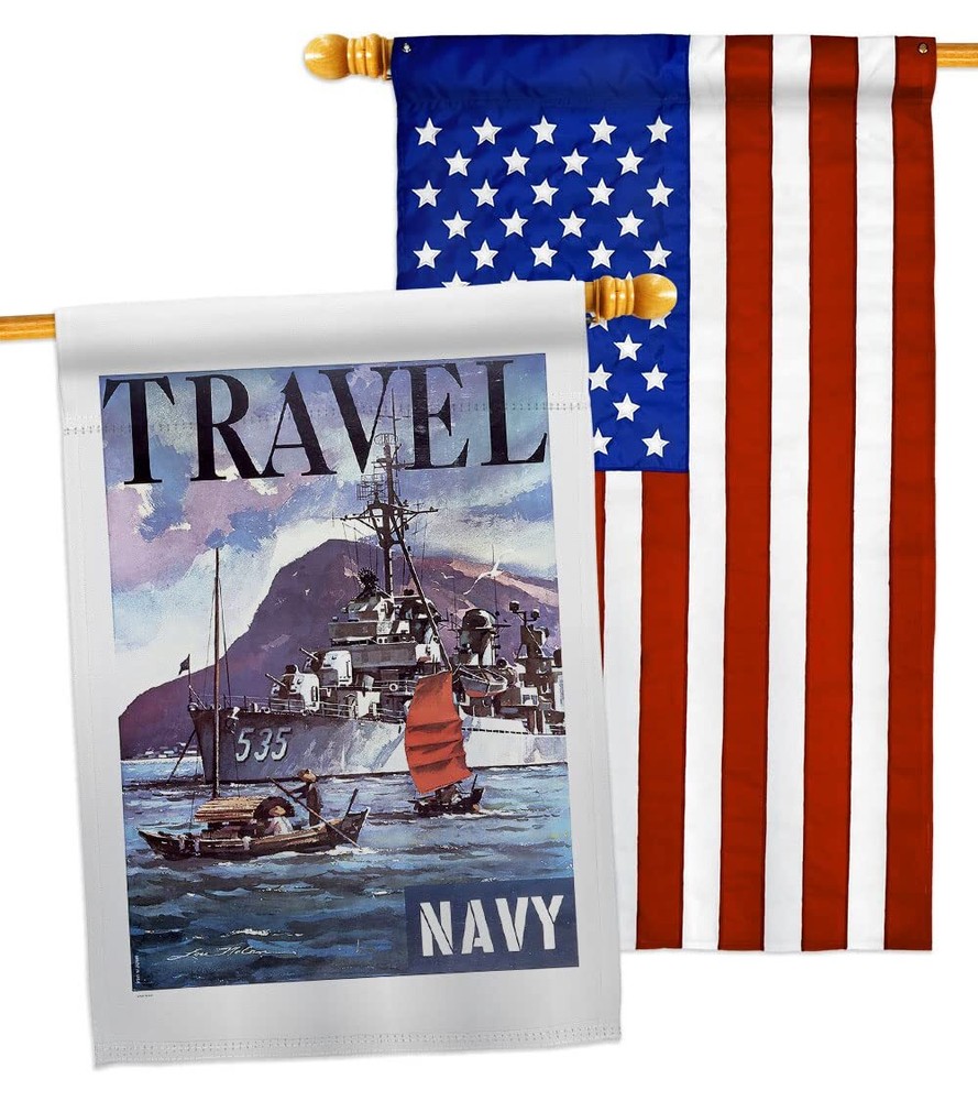 USBrotherhood Traval Navy House Flag Pack Armed Forces USN Seabee United Stat...
