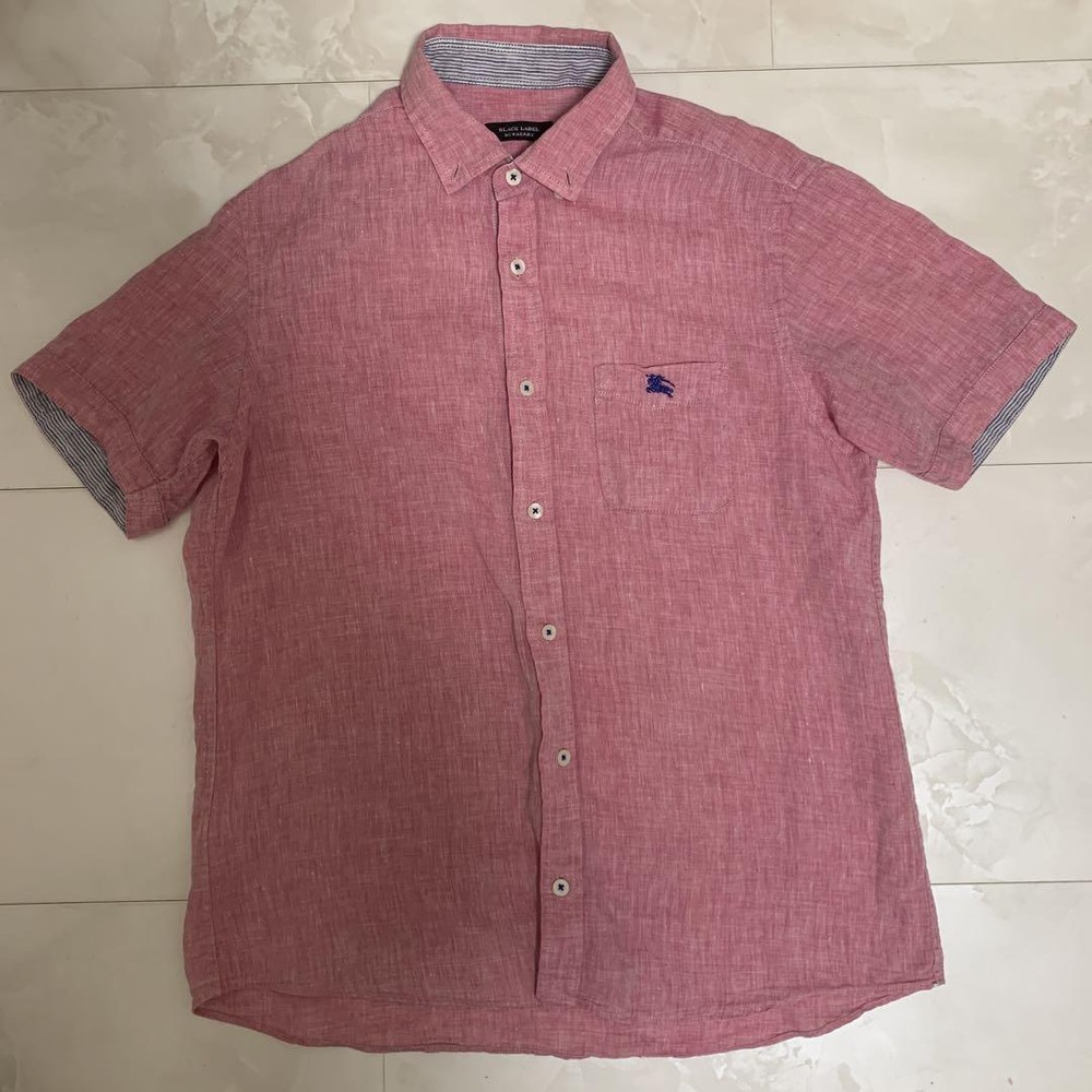 Burberry Black Label short-sleeved shirt 100% linen F/S from Japan