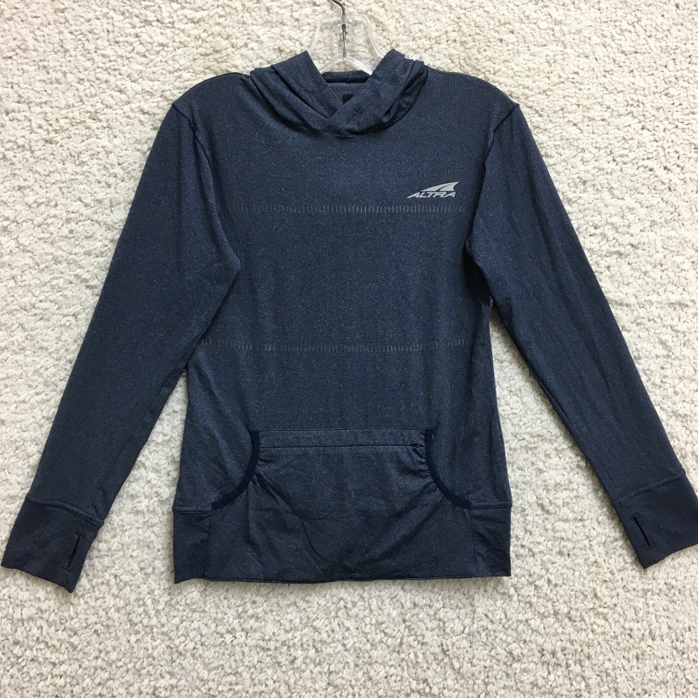 Altra Womens Blue Long Sleeve Hooded Athletic Pullover Top Small