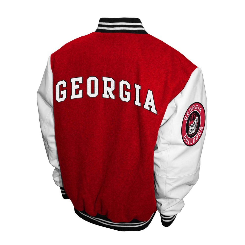 Georgia Bulldogs Men's Varsity Jacket with Wool Body & Leather Sleeves