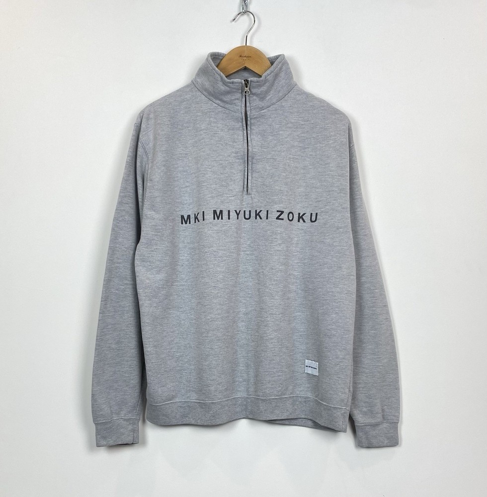 Mki Miyuki Zoku 1/3 Zip Sweatshirt High Neck Men’s Size L Grey Jumper Top Y2K