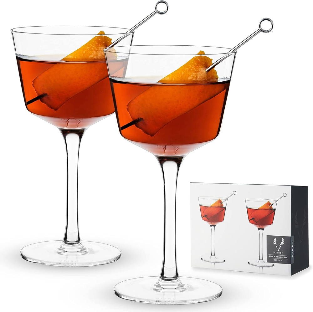 Nick and Nora Crystal Stemmed Cocktail Glasses for Premium Drinks