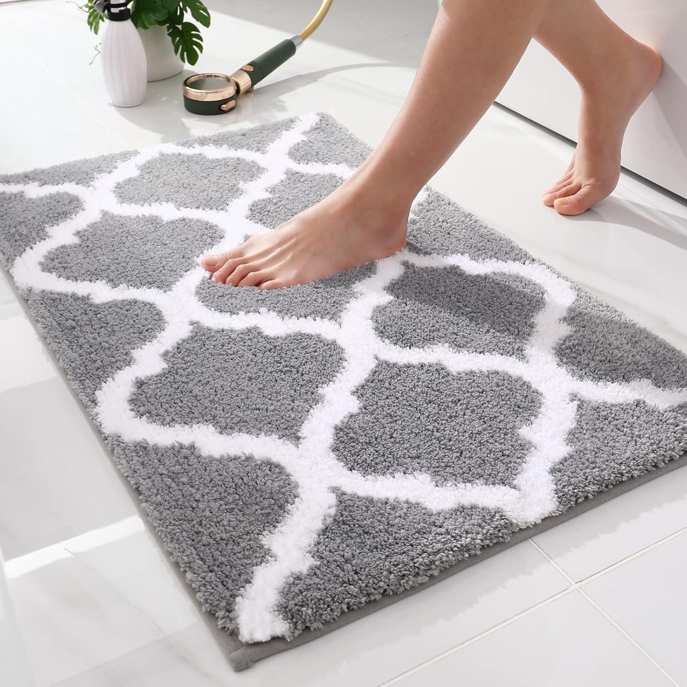 Soft Absorbent Grey Bathroom Rug 24x16 by OLANLY