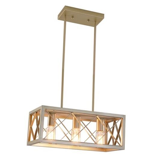 Farmhouse Dining Room Light Fixtures Over Table,3-Light Gold Finish chandelier