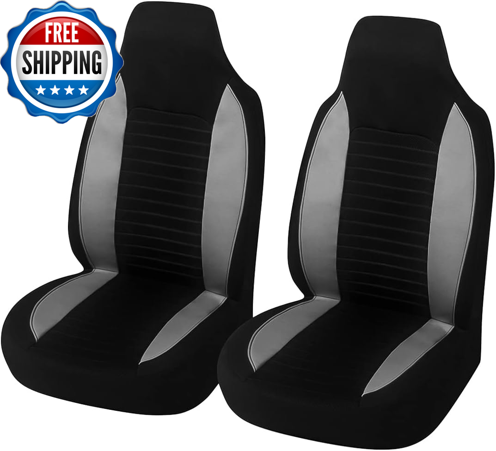 Car Front Seat Covers, Bucket One-Piece Auto Front Seat Protectors, 2PCS Premium