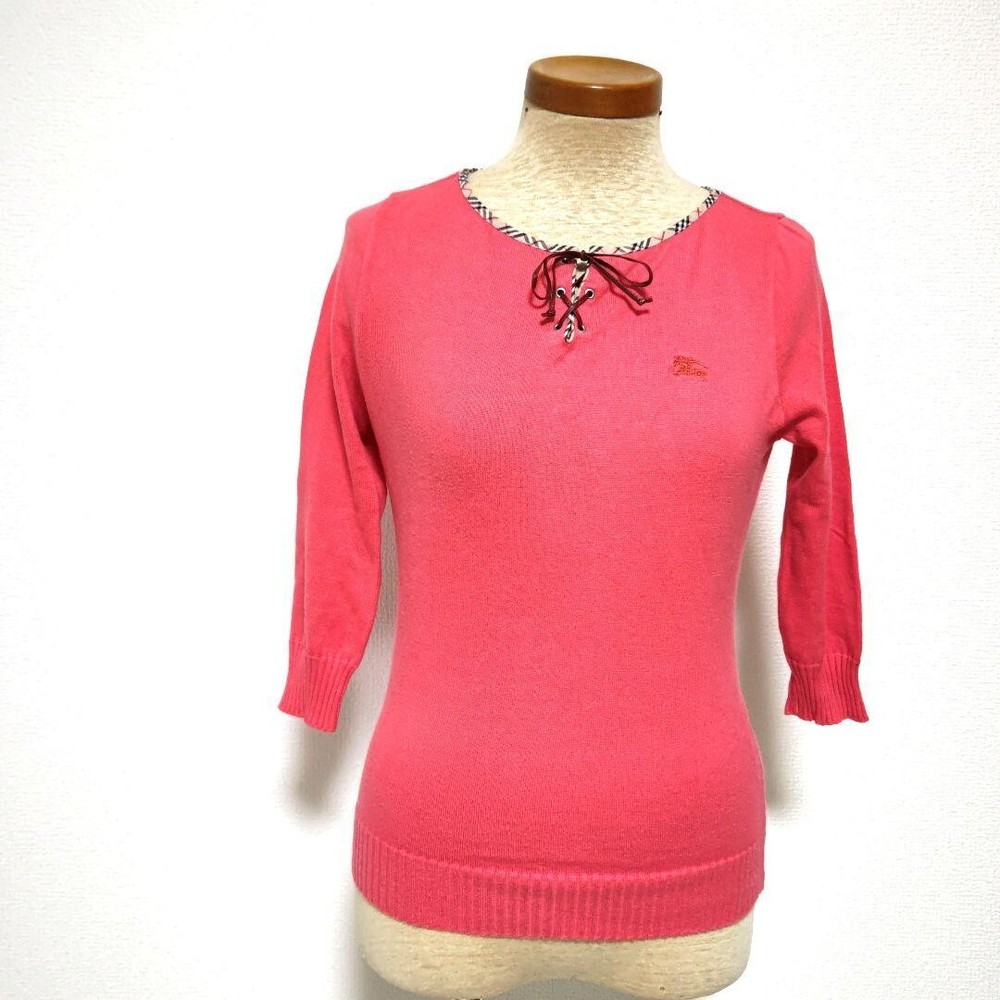 Burberry Blue Label 3/4 Sleeve Knit Cut & Sewn Sweater Pink Women Size M Used