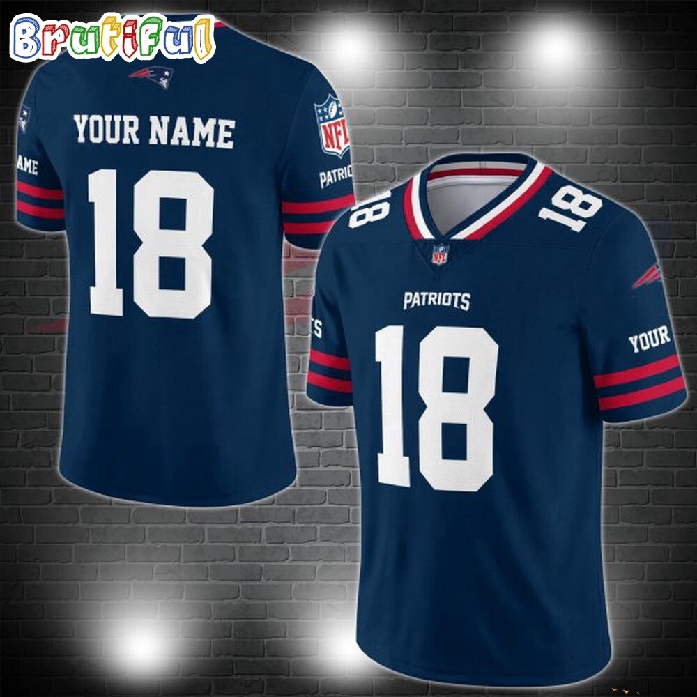 NewxEnglandxPatriots Logo Team Custom Football Jersey, Football Jersey Shirt