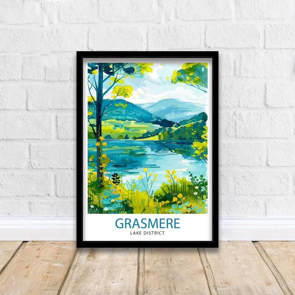 Grasmere Lake District Travel Print Wall Decor Wall Art Grasmere Wall Hanging