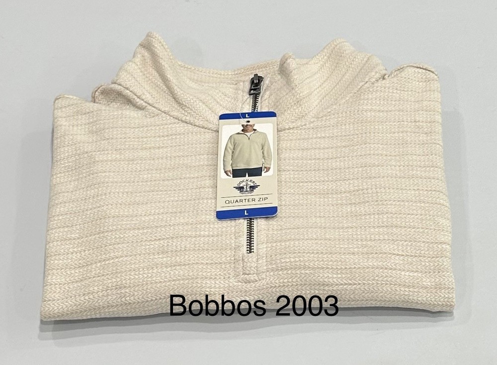 Dockers Men's Quarter Zip Regular Fit Textured Fabric Pullover, Beige, Size L