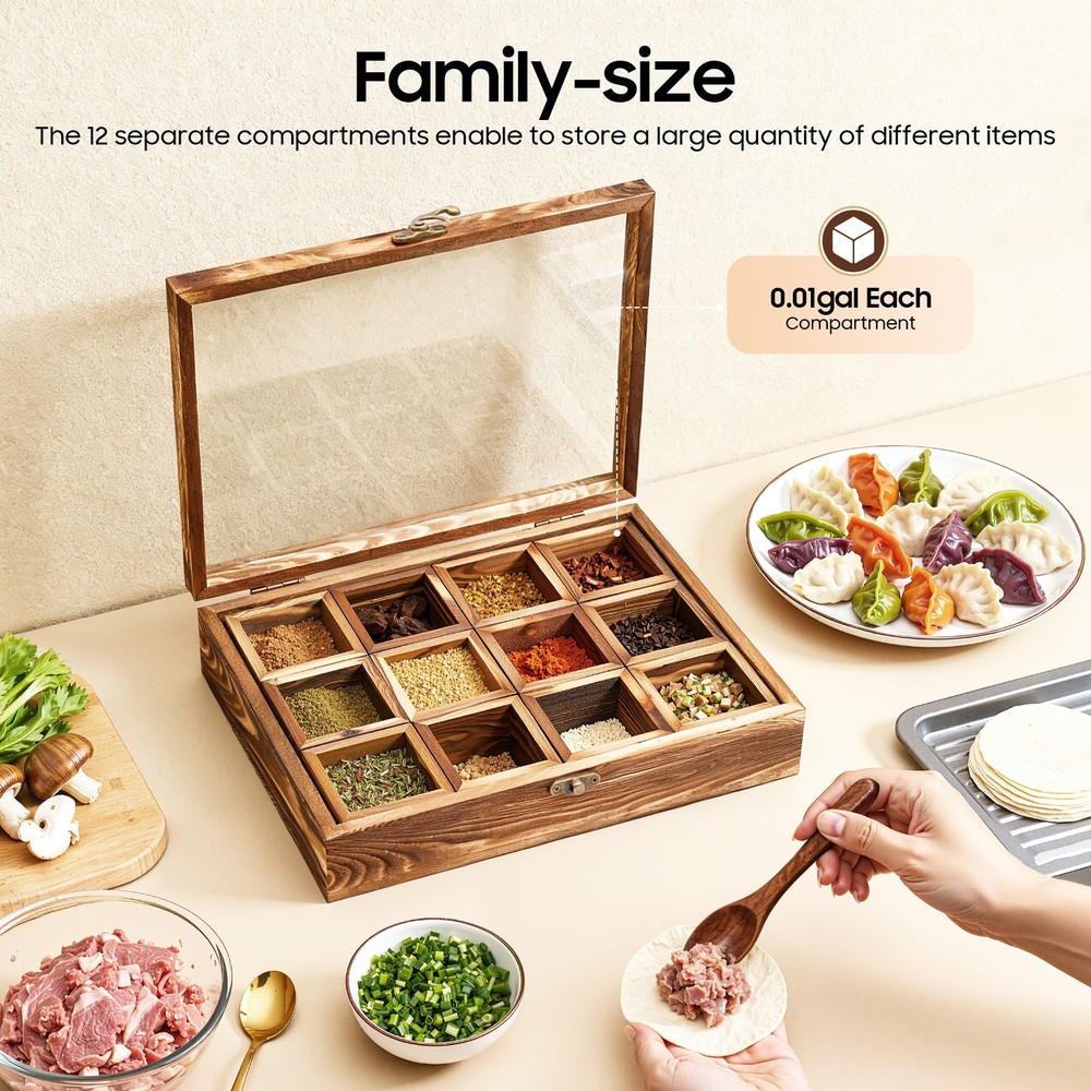Wooden Spice Box Wooden Spice Rack Containers Spice Fit Box 12 Compartments