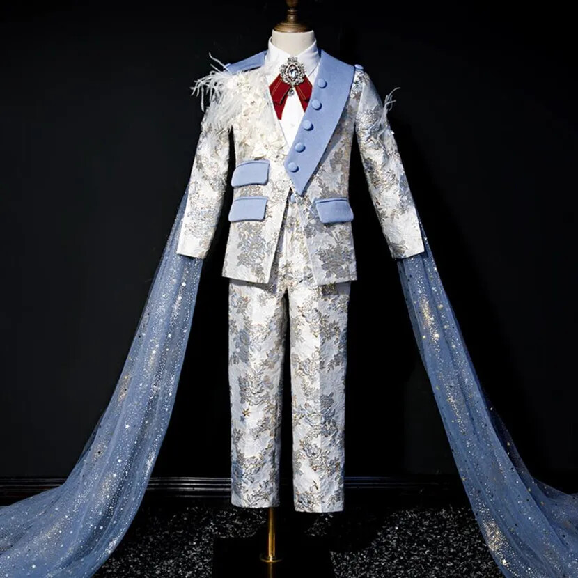 Boys' Gentleman Tuxedo Children's Catwalk Wedding Birthday Party Blazer Suits