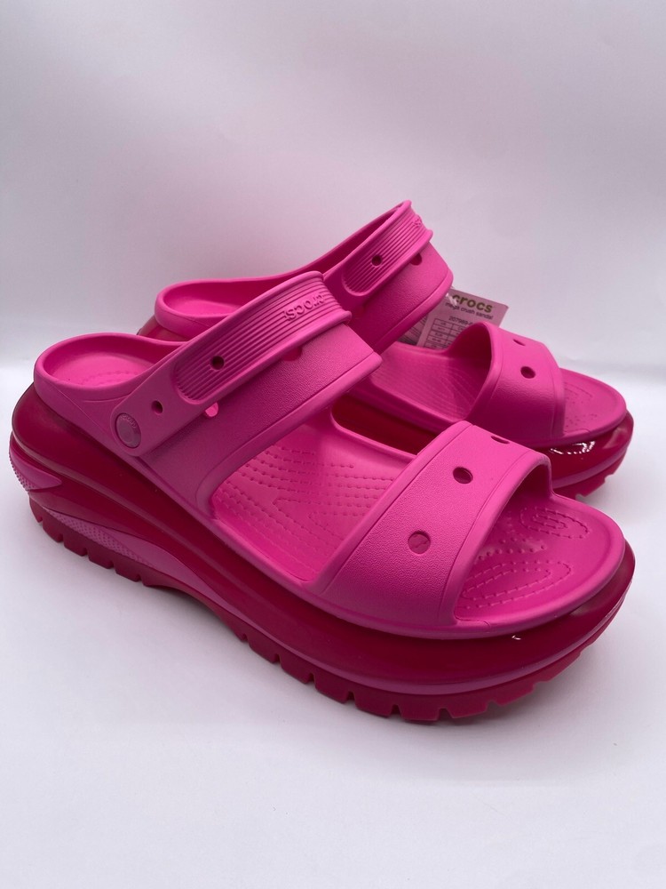 Pink Crocs Mega Crush Platform Wedge Unisex US Men 11