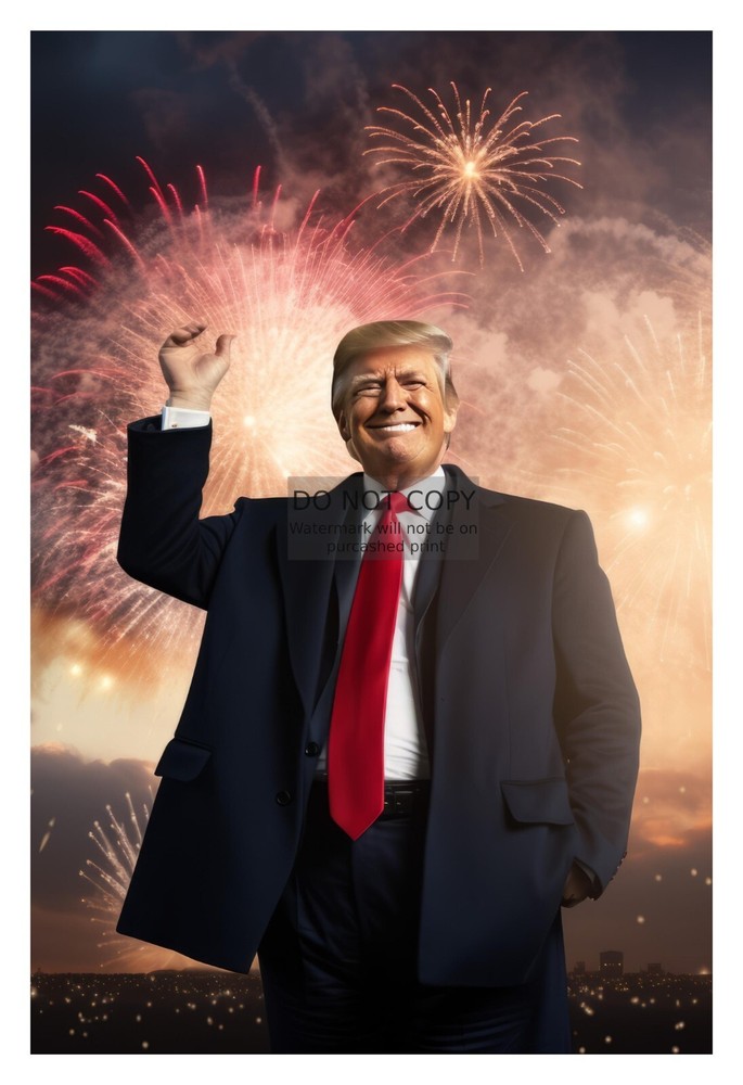 Donald Trump Happy New Year Fireworks 4x6 AI Photo-image