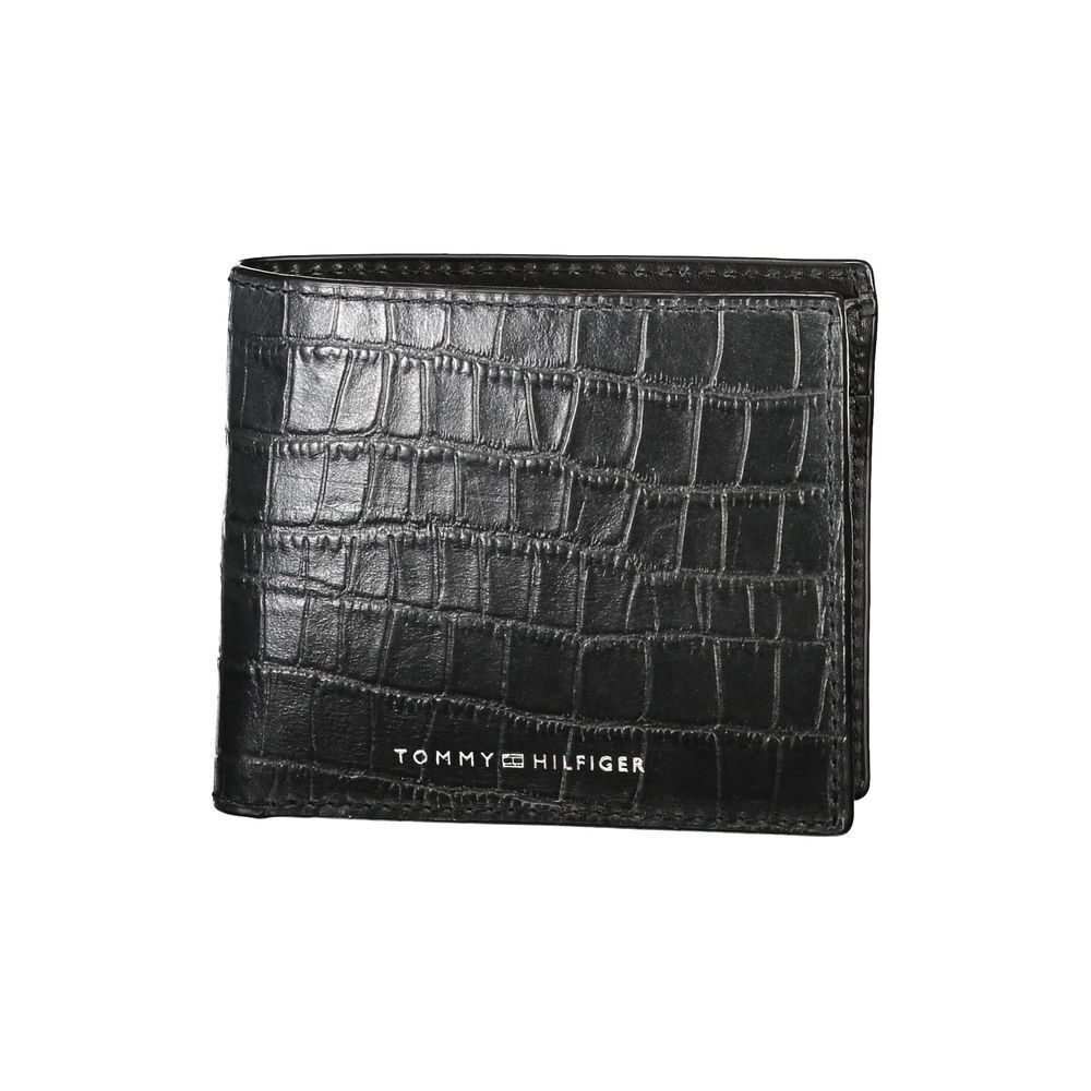 Tommy Hilfiger Black Genuine Leather Slim Bifold Wallet for Men