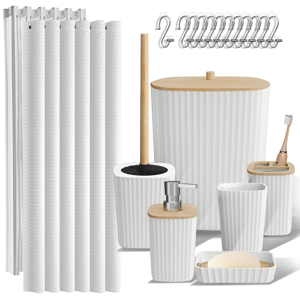 Bathroom Accessories Set - Bathroom Set, 20PC Bathroom Accessory Set, White S...